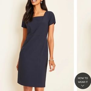 NWT Ann Taylor - Square Neck Sheath Dress in Seasonless Stress